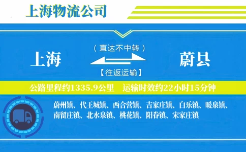 上海到蔚县物流公司